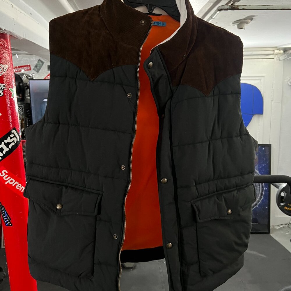 J. McLaughlin (JMcL) navy blue and brown Men’s Vest